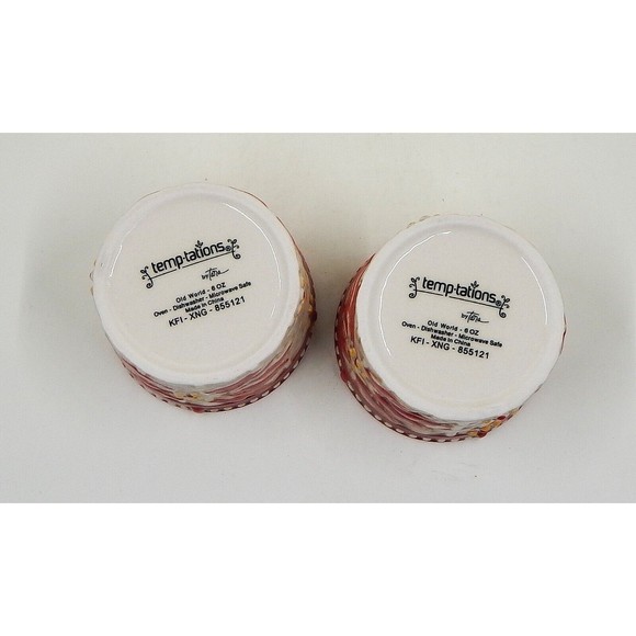 Temp-tations by Tara Old World Basket Weave Red Round Ramekins 6 oz Set of 2 - Picture 6 of 9